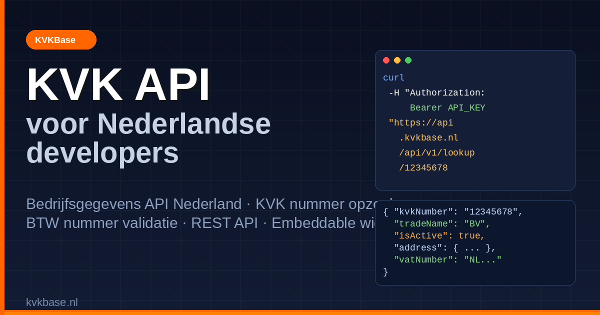 The Easiest KVK API (makkelijke kvk api) for Dutch Developers: KVK nummer opzoeken, BTW nummer validatie en bedrijfsgegevens API Nederland
